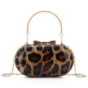 Lui Sui Leopard Print Purse – Evening Tote Bag with Chain for Wedding & Party